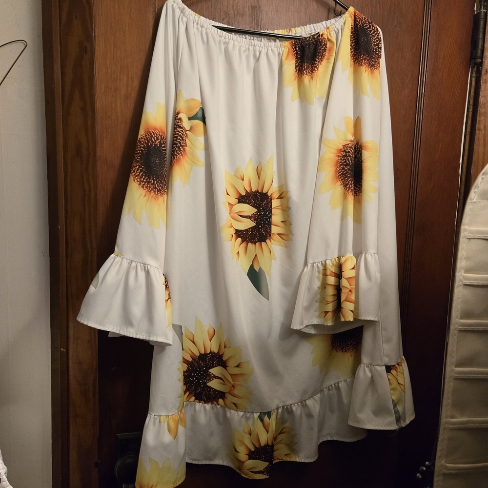 Sunflower Off-Shoulder Ruffle Tunic